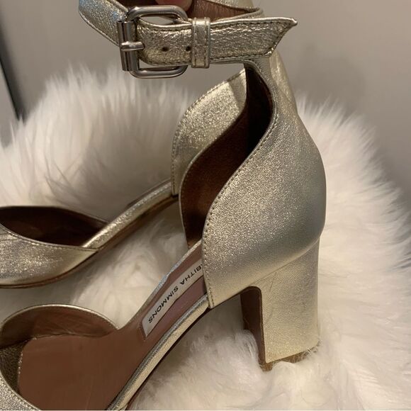 Tabitha Simmons Metallic Gold Open Toe Heel Sandals Size 5.5 - Picture 5 of 11